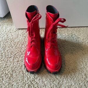 Dolls Kill Red Combat Boots